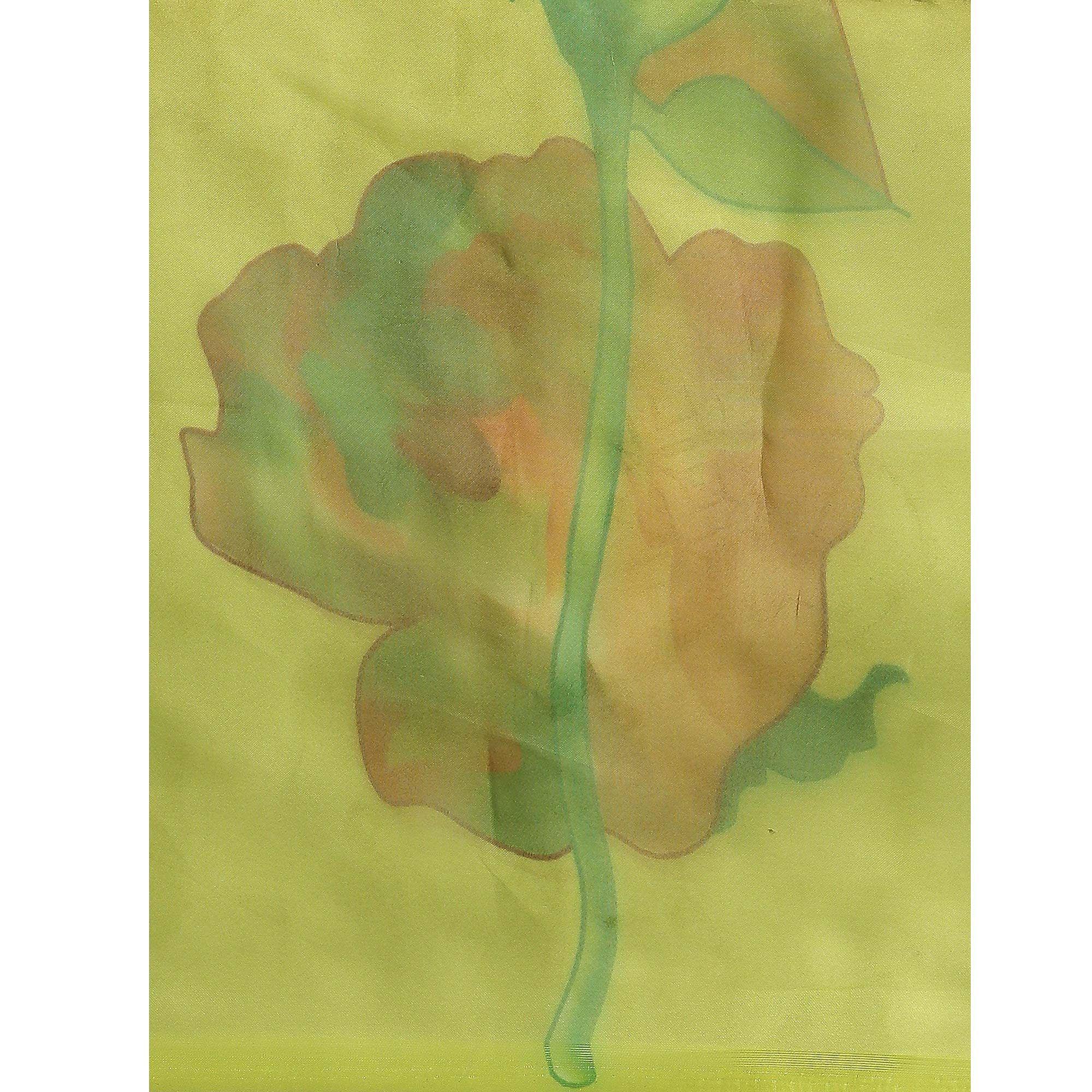 Lime Green Partywear Printed Organza Saree - Peachmode