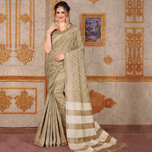 Lovely Beige Colored Festive Wear Printed Bhagalpuri Silk Saree - Peachmode