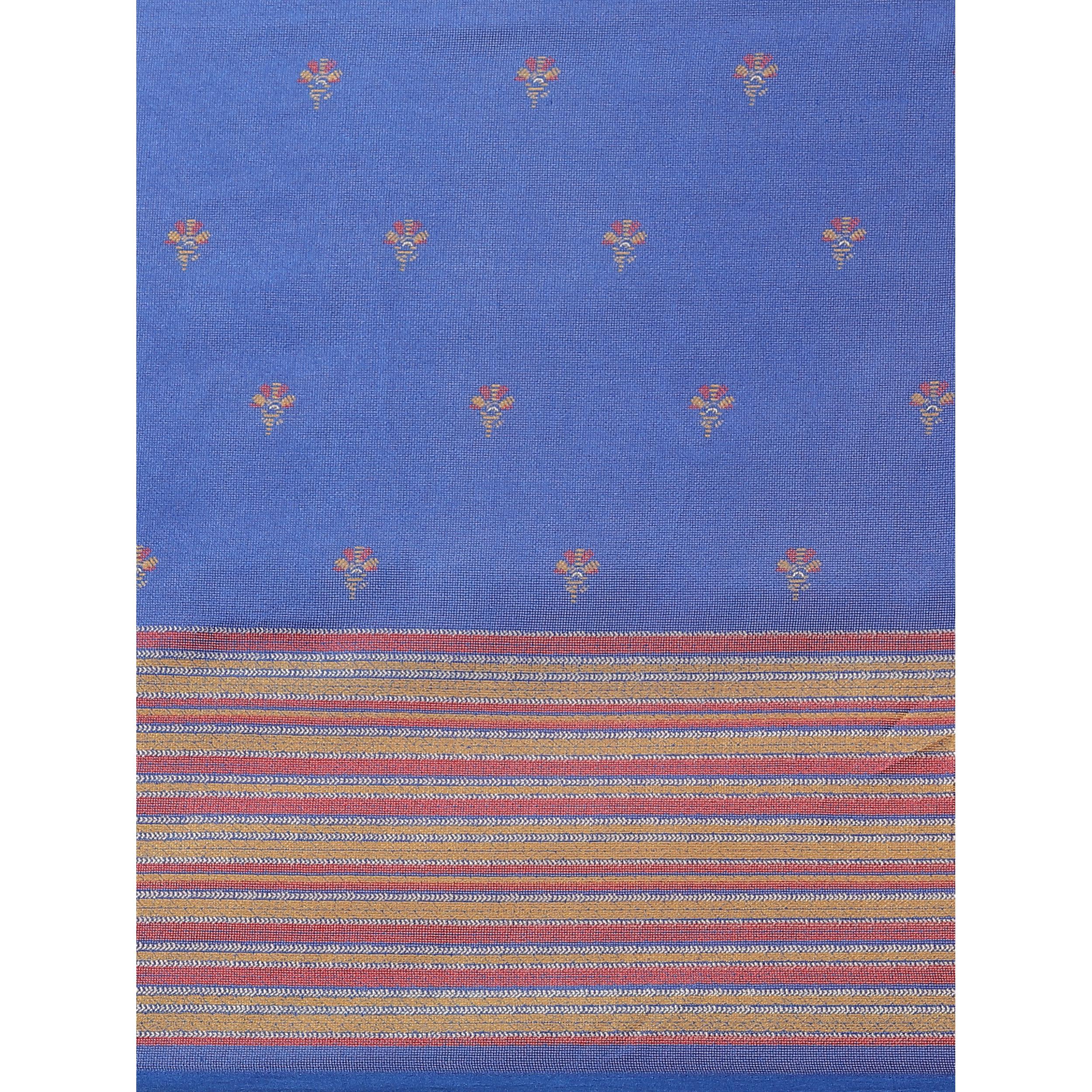 Lovely Blue Colored Casual Wear Printed Jute Silk Saree - Peachmode