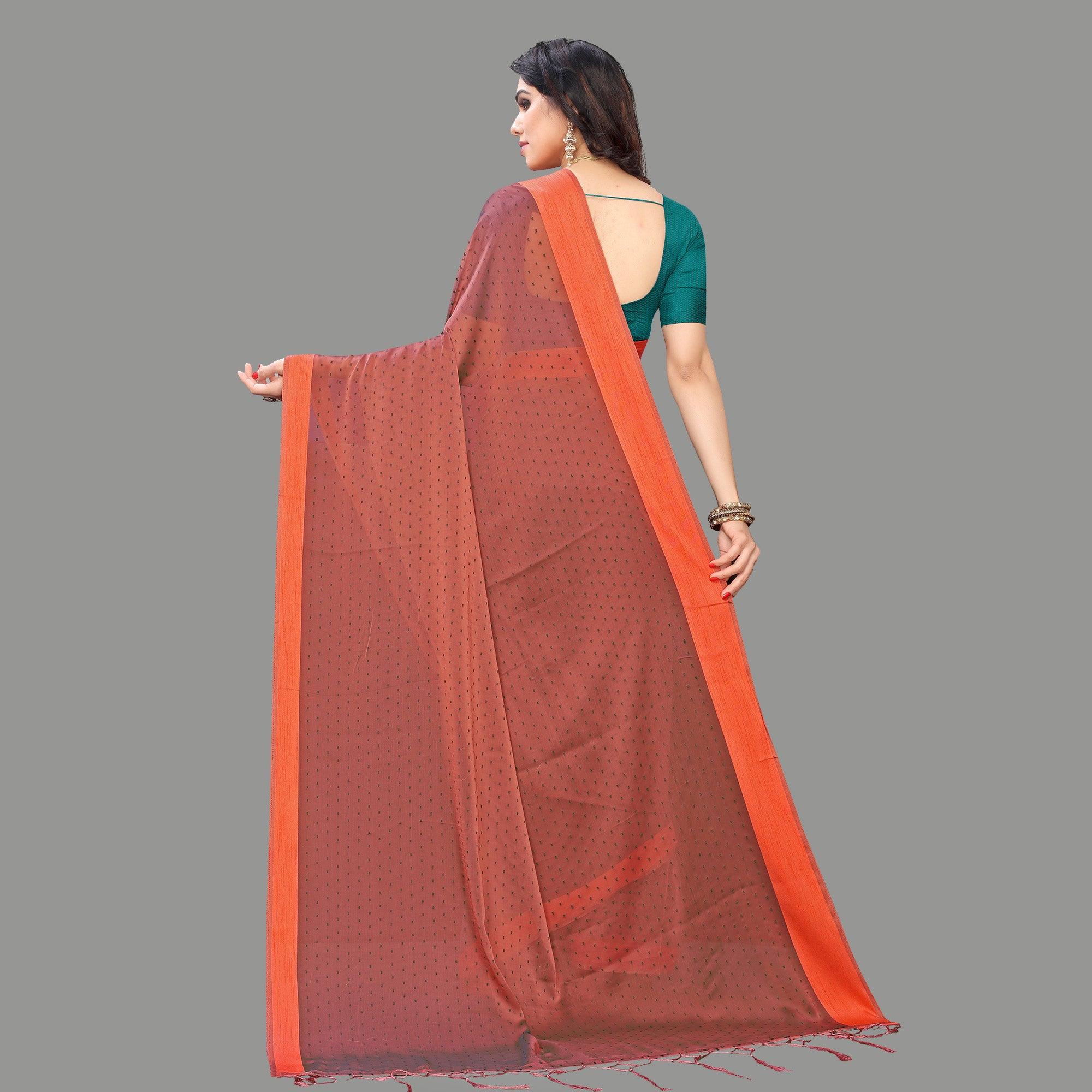 Lovely Brown Colored Party Wear Printed Poly Georgette Saree With Tassels - Peachmode