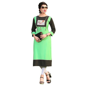 Lovely Green Colored Casual Printed Rayon Kurti - Peachmode