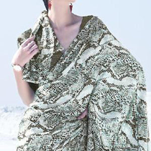 Lovely Offwhite Colored Casual Wear Printed Satin Crepe Saree - Peachmode