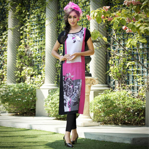 Lovely Pink Colored Casual Printed Rayon Kurti - Peachmode