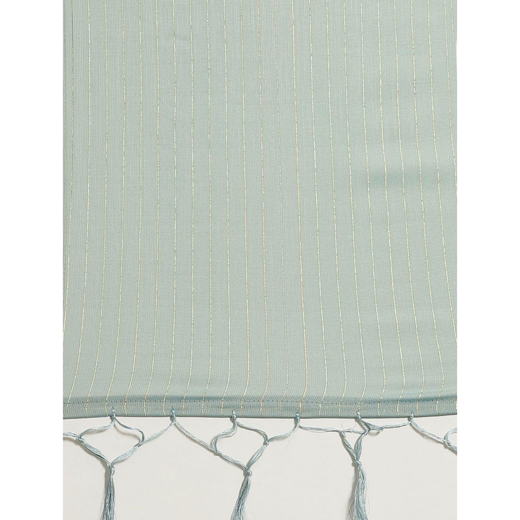 Lovely Sky Blue Colored Casual Wear Printed Poly Georgette Saree - Peachmode