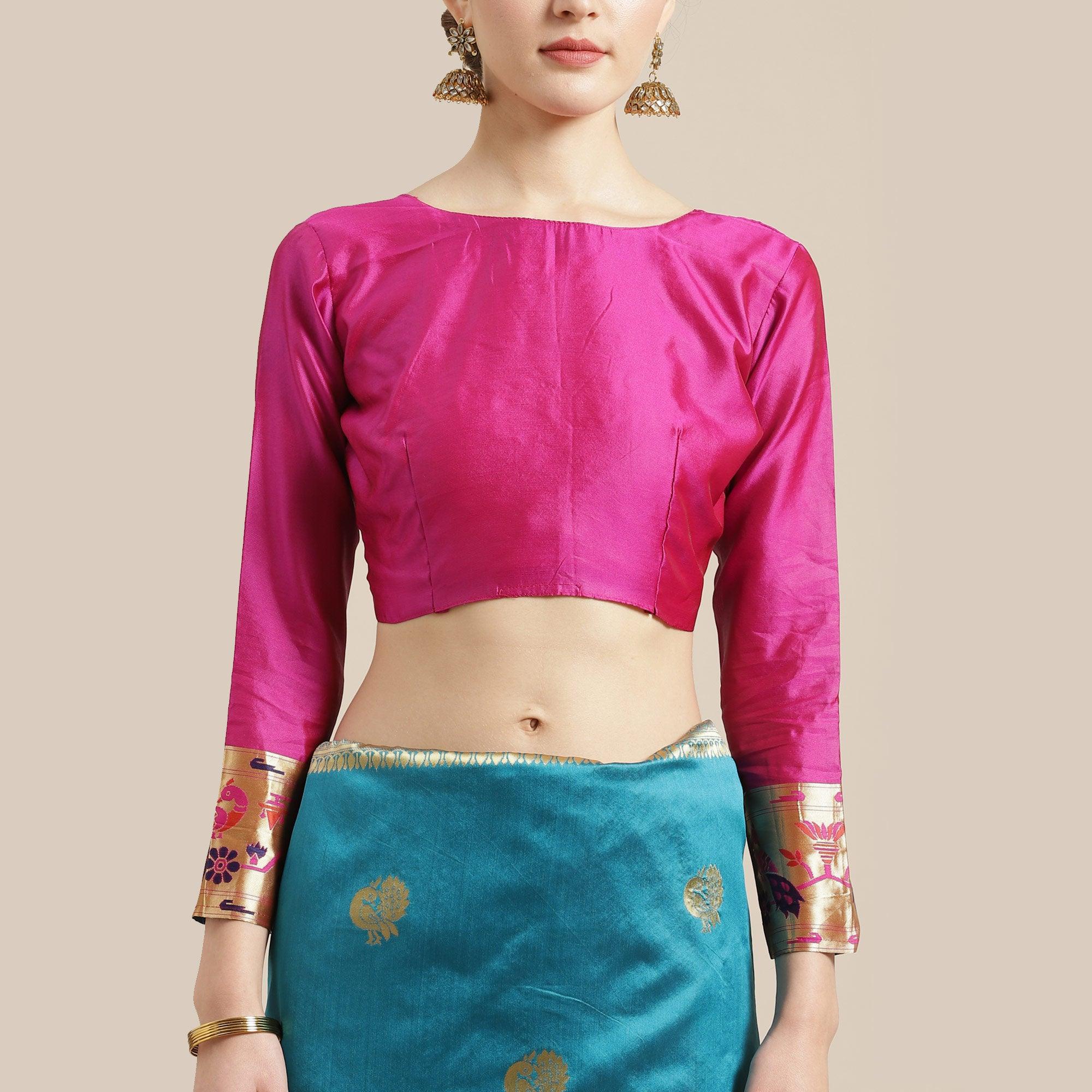 Lovely Sky Blue Colored Festive Wear Woven Silk Blend Saree - Peachmode