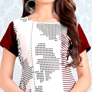 Lovely White Colored Casual Digital Rayon Kurti - Peachmode