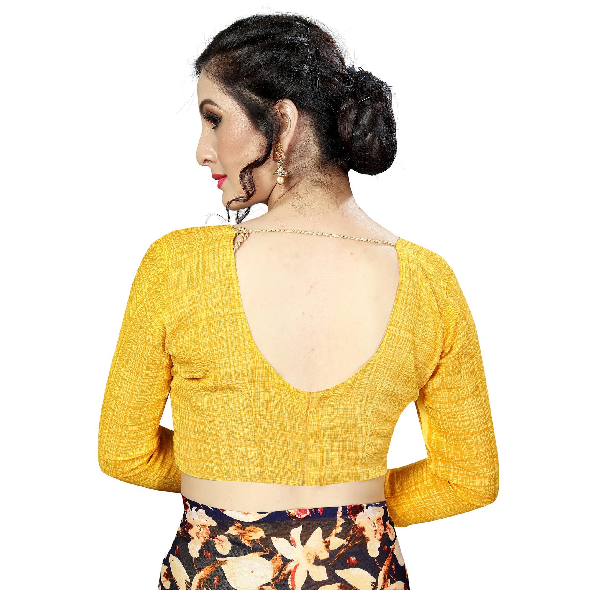 Lovely Yellow Colored Casual Printed Georgette Saree - Peachmode