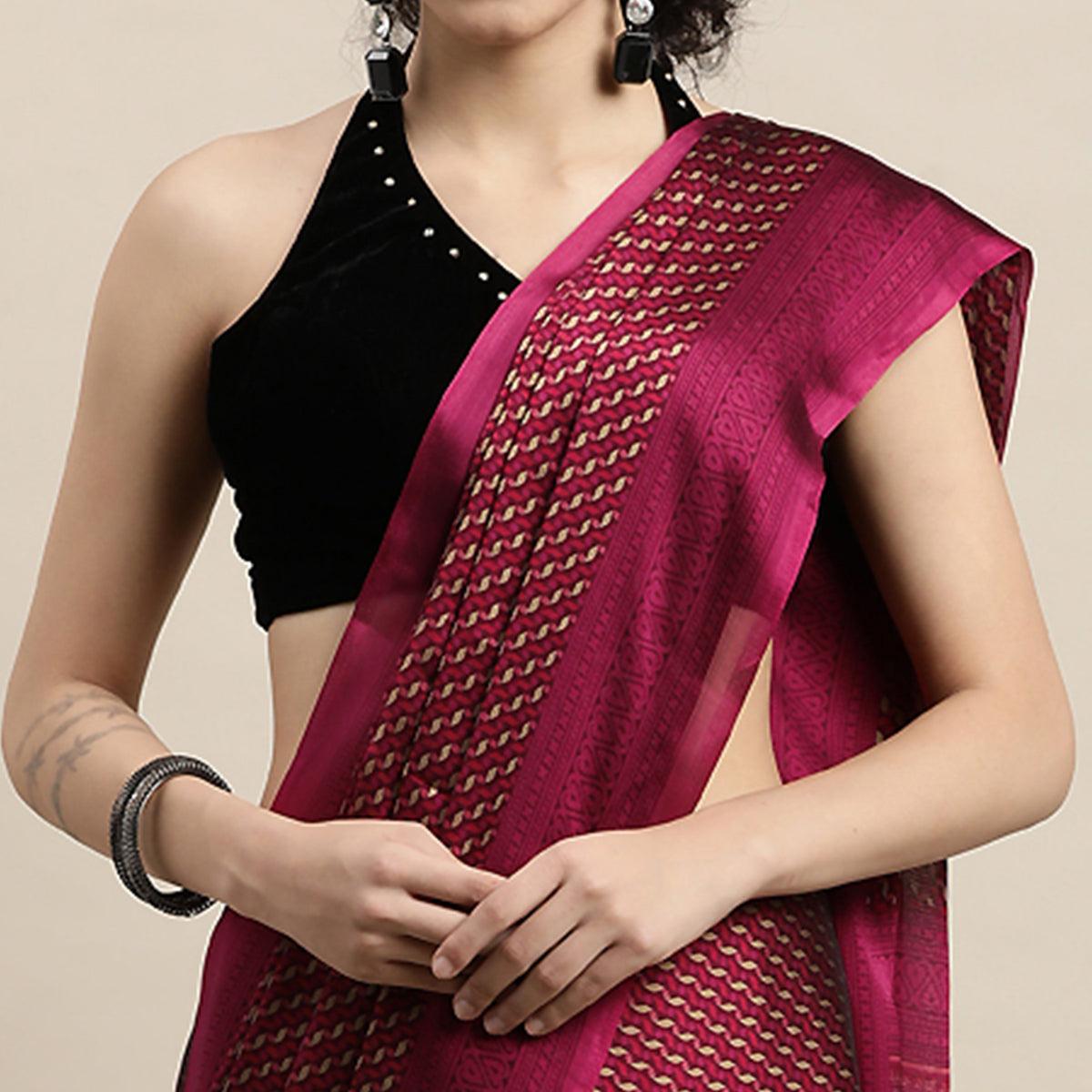 Magenta Casual Wear Printed Art Silk Saree - Peachmode