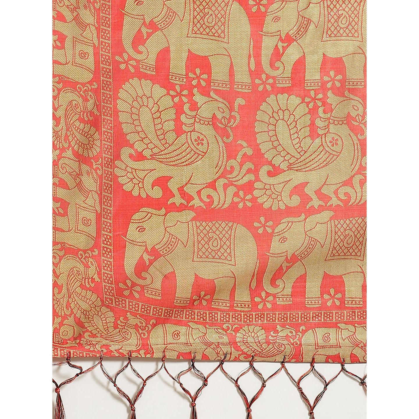 Majesty Black Colored Casual Wear Printed Art Silk Saree - Peachmode
