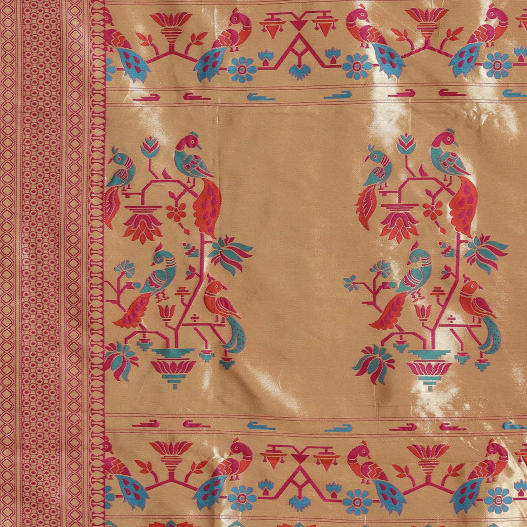 Majesty Navy Blue Colored Festive Wear Woven Silk Blend Saree - Peachmode