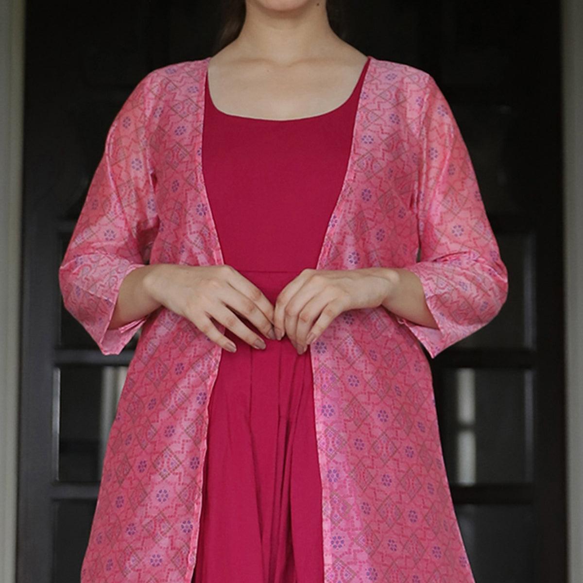 Majesty Pink Colored Casual Designer Digital Printed Maslin Kurtis - Peachmode