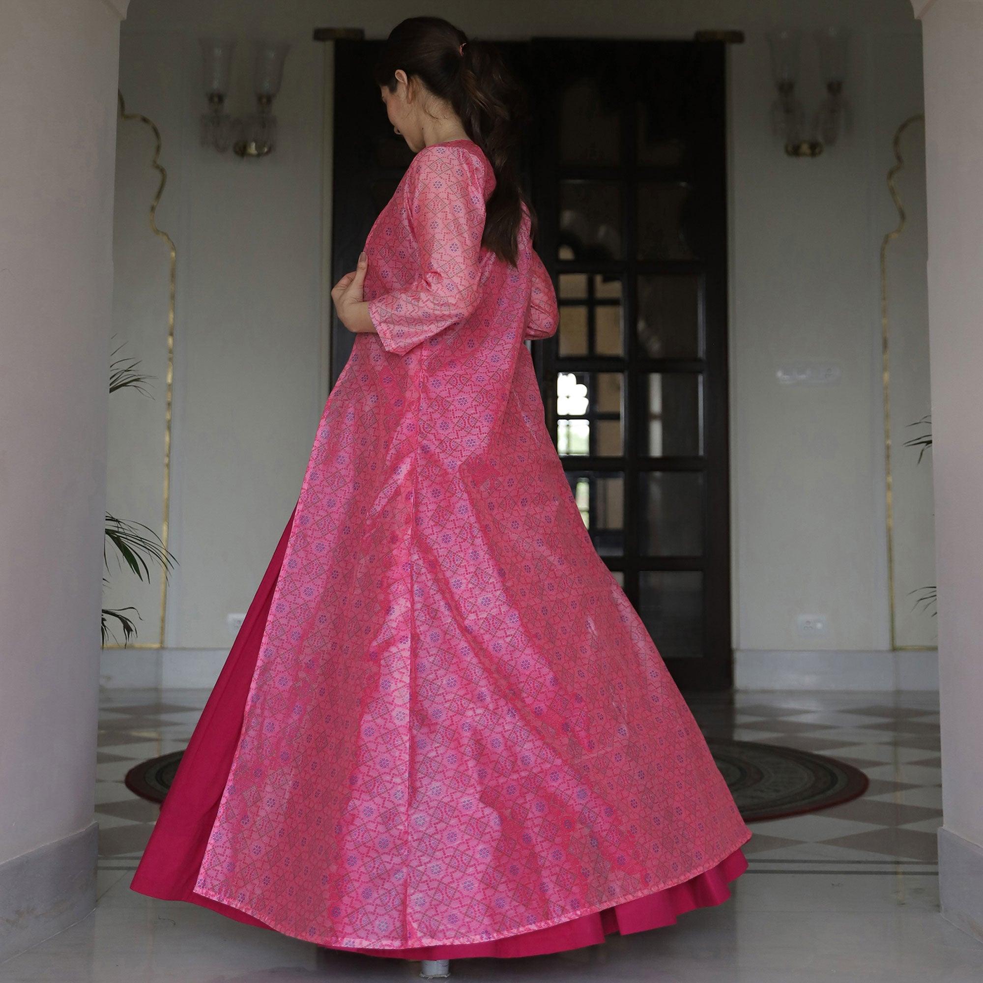 Majesty Pink Colored Casual Designer Digital Printed Maslin Kurtis - Peachmode