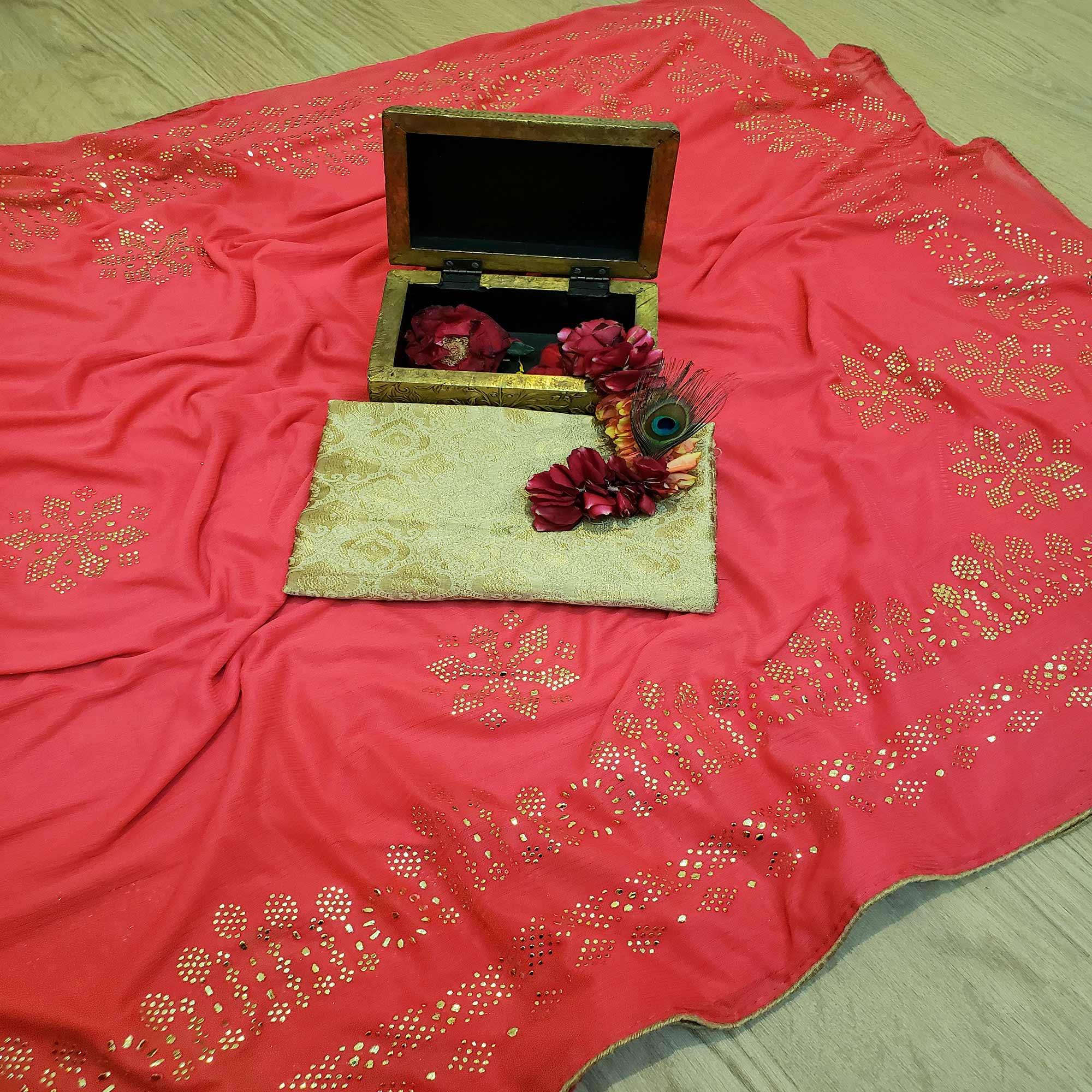 Majesty Pink Colored Festive Wear Embellished Art Silk Saree - Peachmode