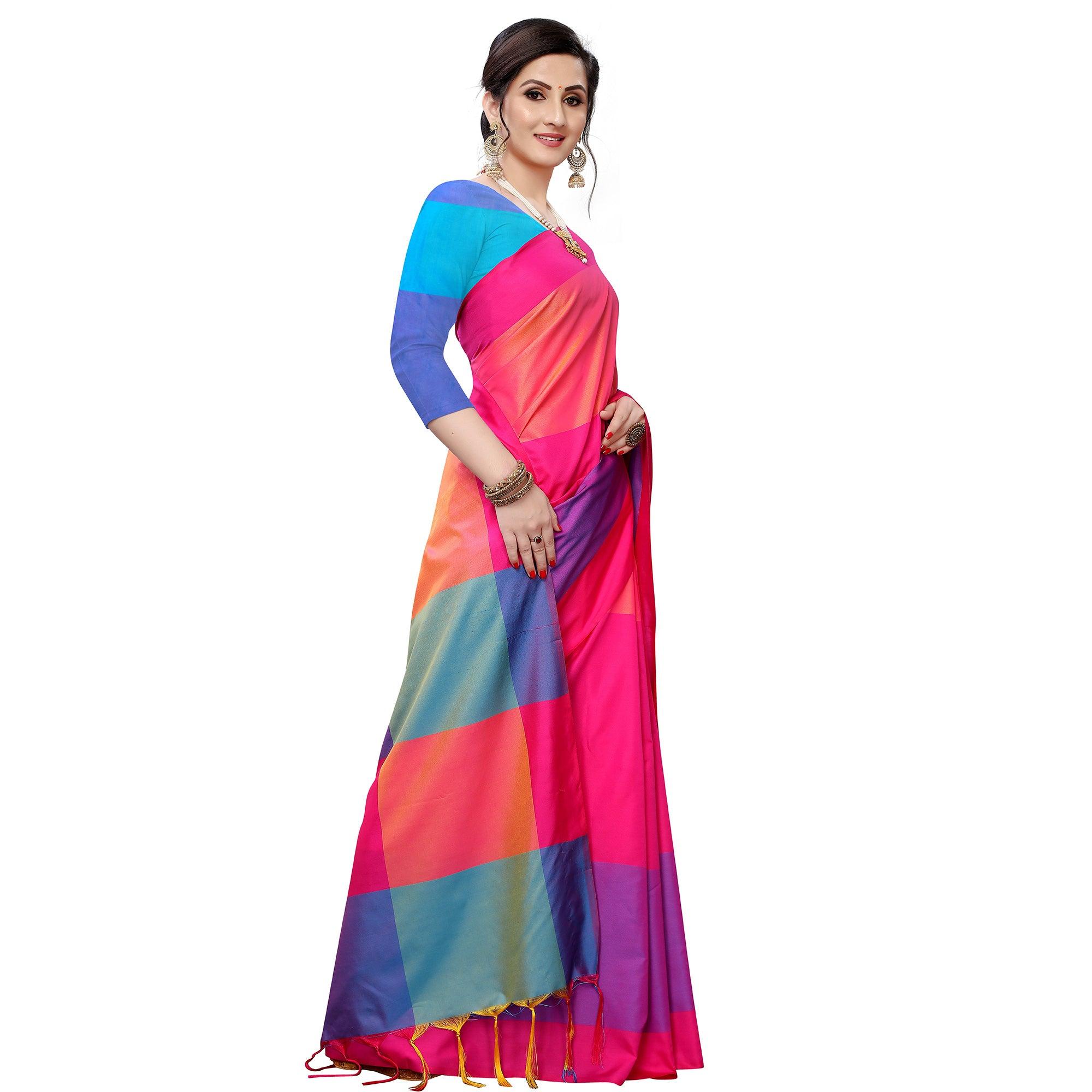 Majesty Pink Colored Festive Wear Woven Sana Silk Saree - Peachmode