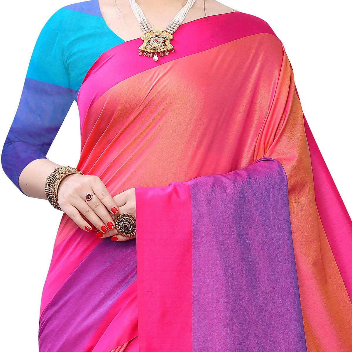 Majesty Pink Colored Festive Wear Woven Sana Silk Saree - Peachmode