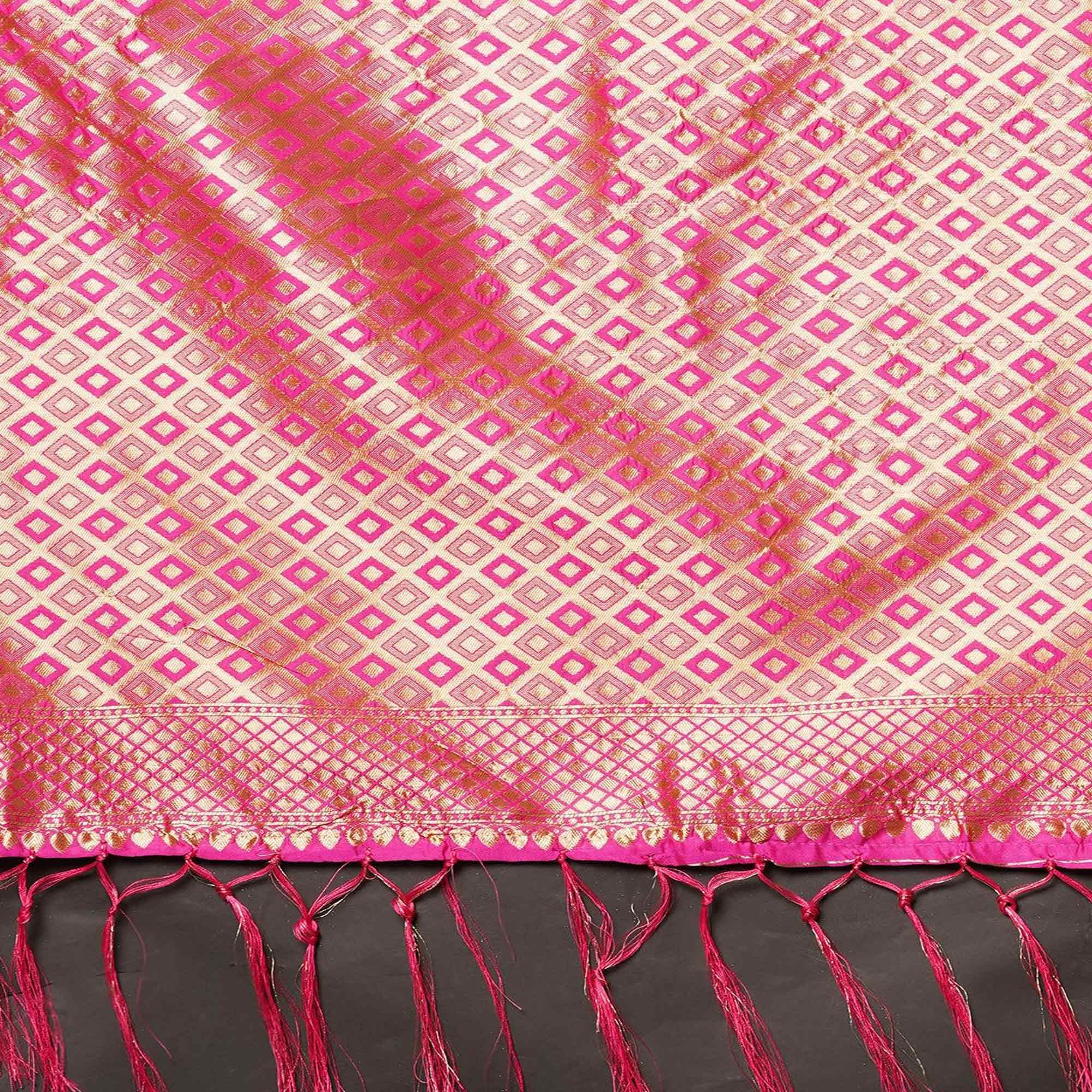 Majesty Pink Colored Festive Wear Woven Silk Saree - Peachmode