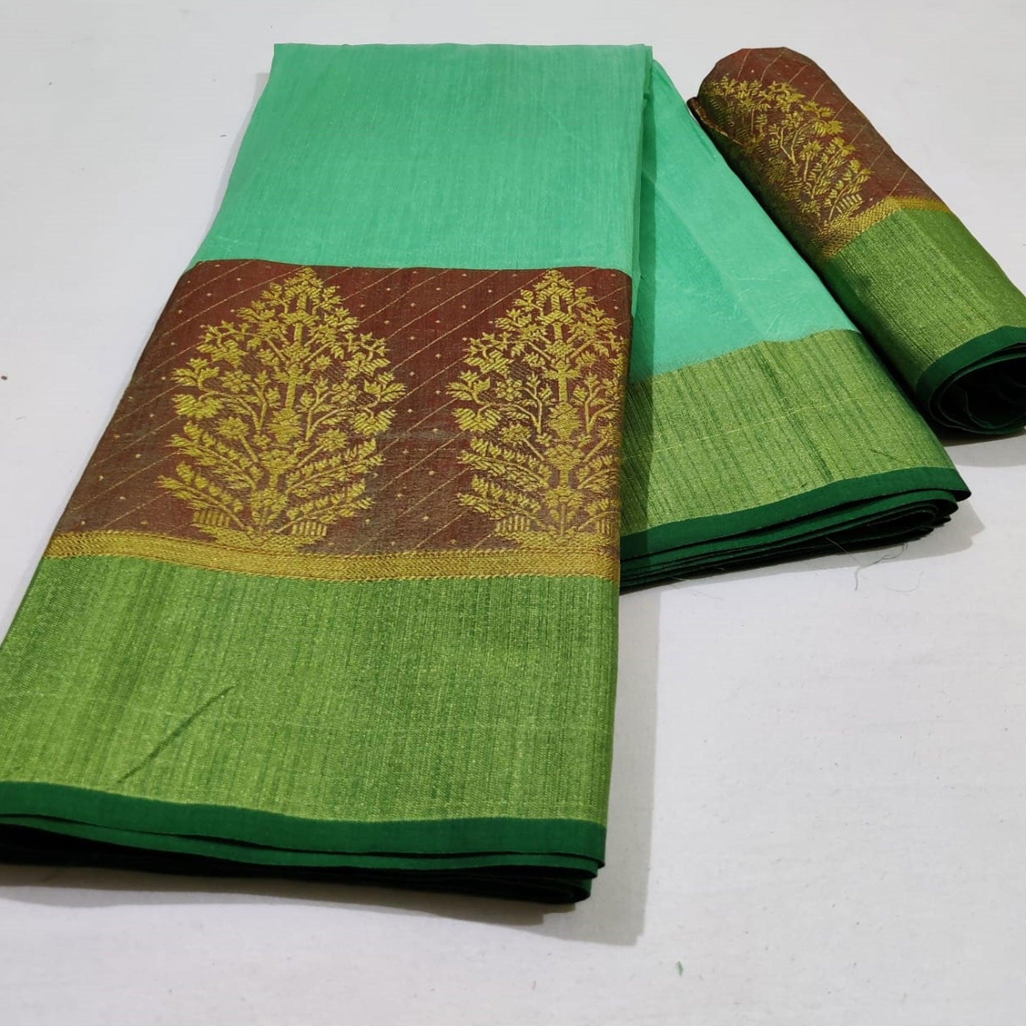 Majesty Pista Green Colored Festive Wear Woven Silk Saree - Peachmode