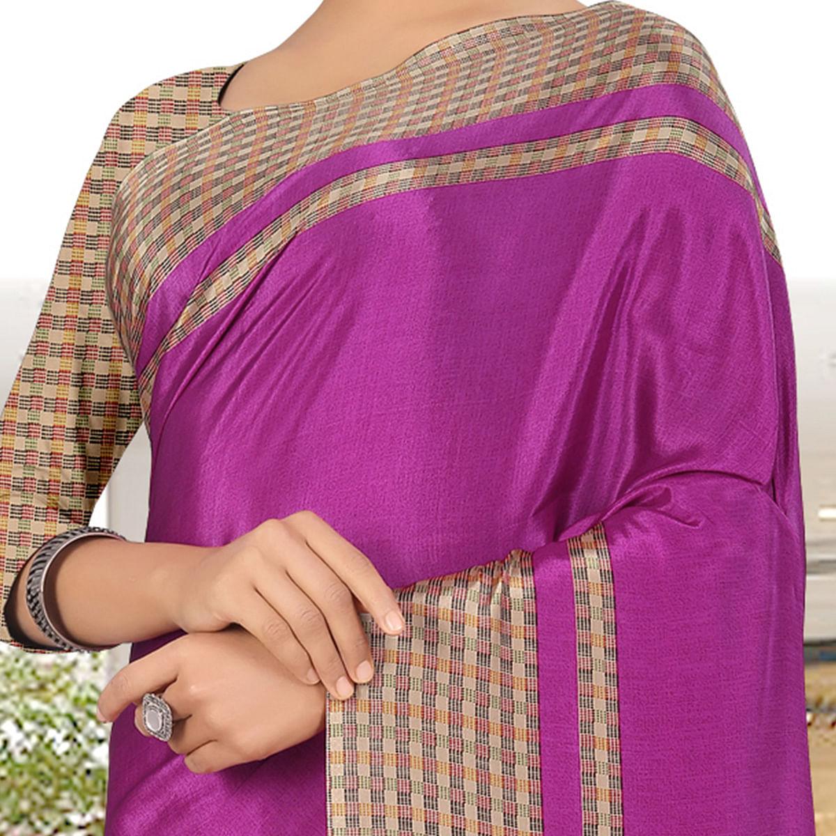 Majesty Purple Coloured Casual Wear Printed Crepe Saree - Peachmode