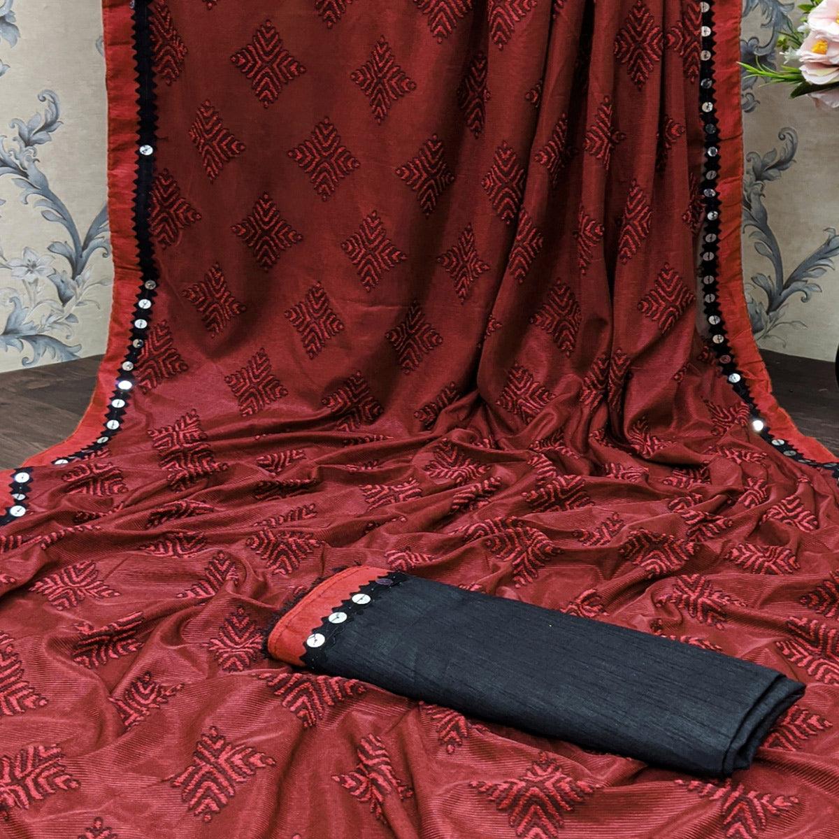 Majesty Red Colored Festive Wear Woven Art Silk Saree - Peachmode