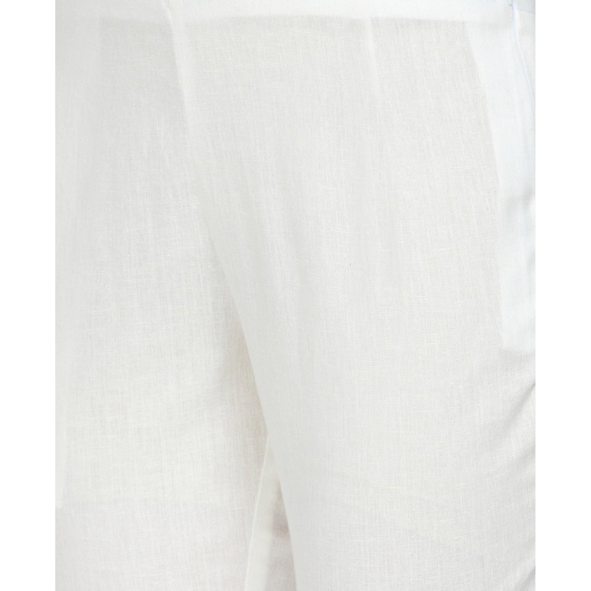 Majesty White Colored Casual Wear Cotton Pant - Peachmode