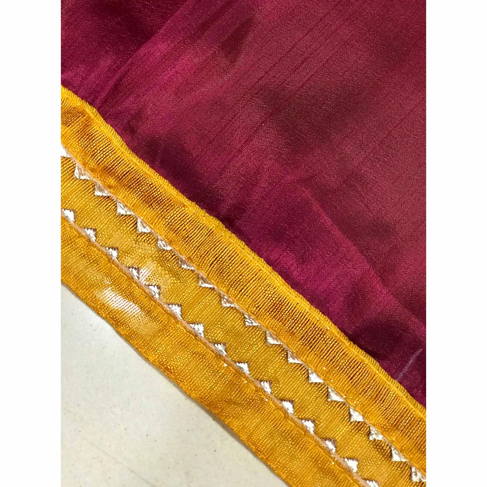 Maroon Batik Printed Art Silk Dress Material - Peachmode