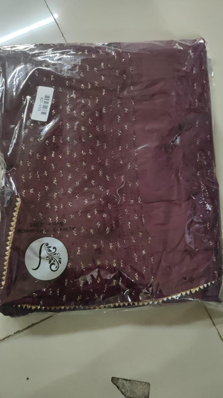 Maroon Embroidered Georgette Saree - Peachmode