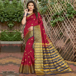 Maroon Festive Wear Embroidered Silk Saree - Peachmode