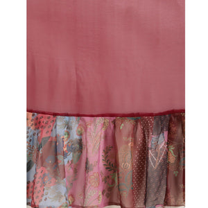 Maroon Printed Georgette Saree - Peachmode