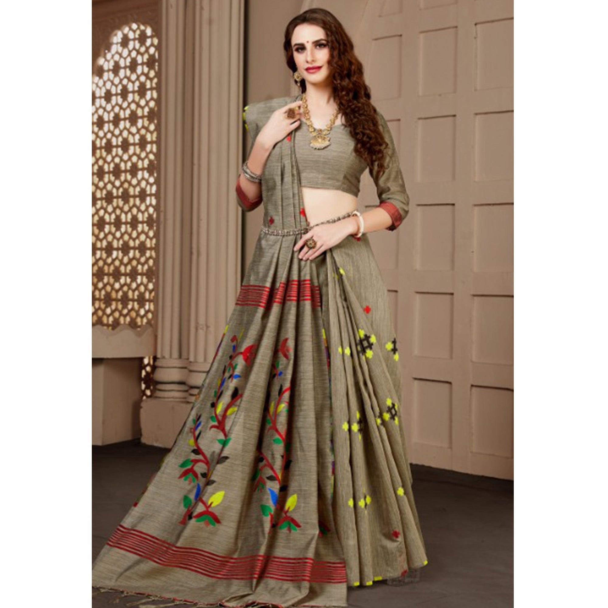 Marvellous Chiku Colored Festive Wear Woven Art Silk Saree - Peachmode
