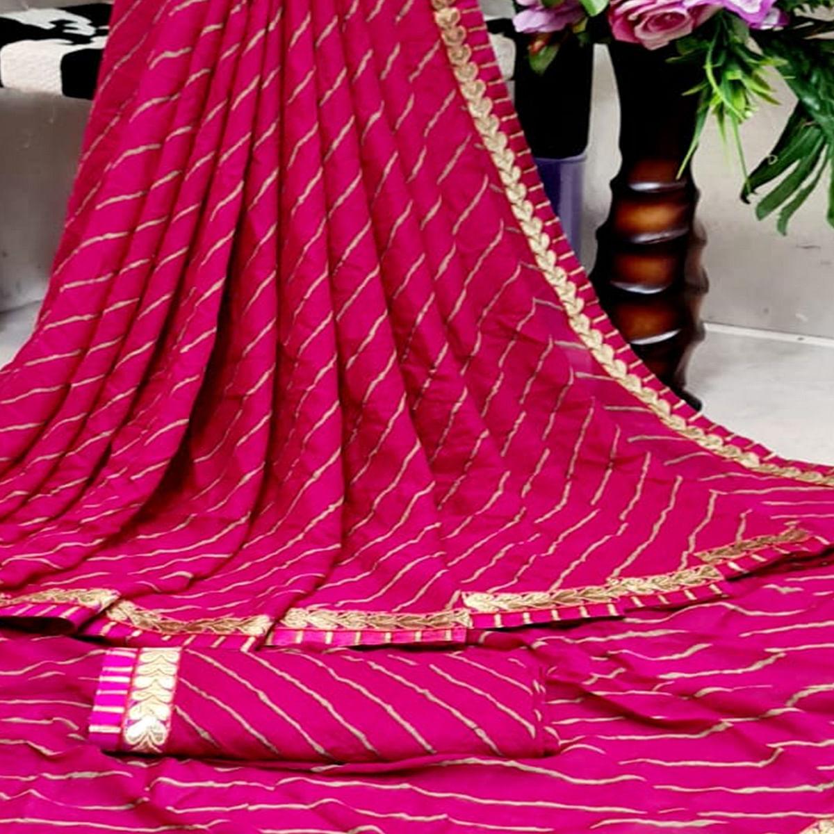 Marvellous Dark Pink Colored Casual Printed Moss Georgette Saree - Peachmode
