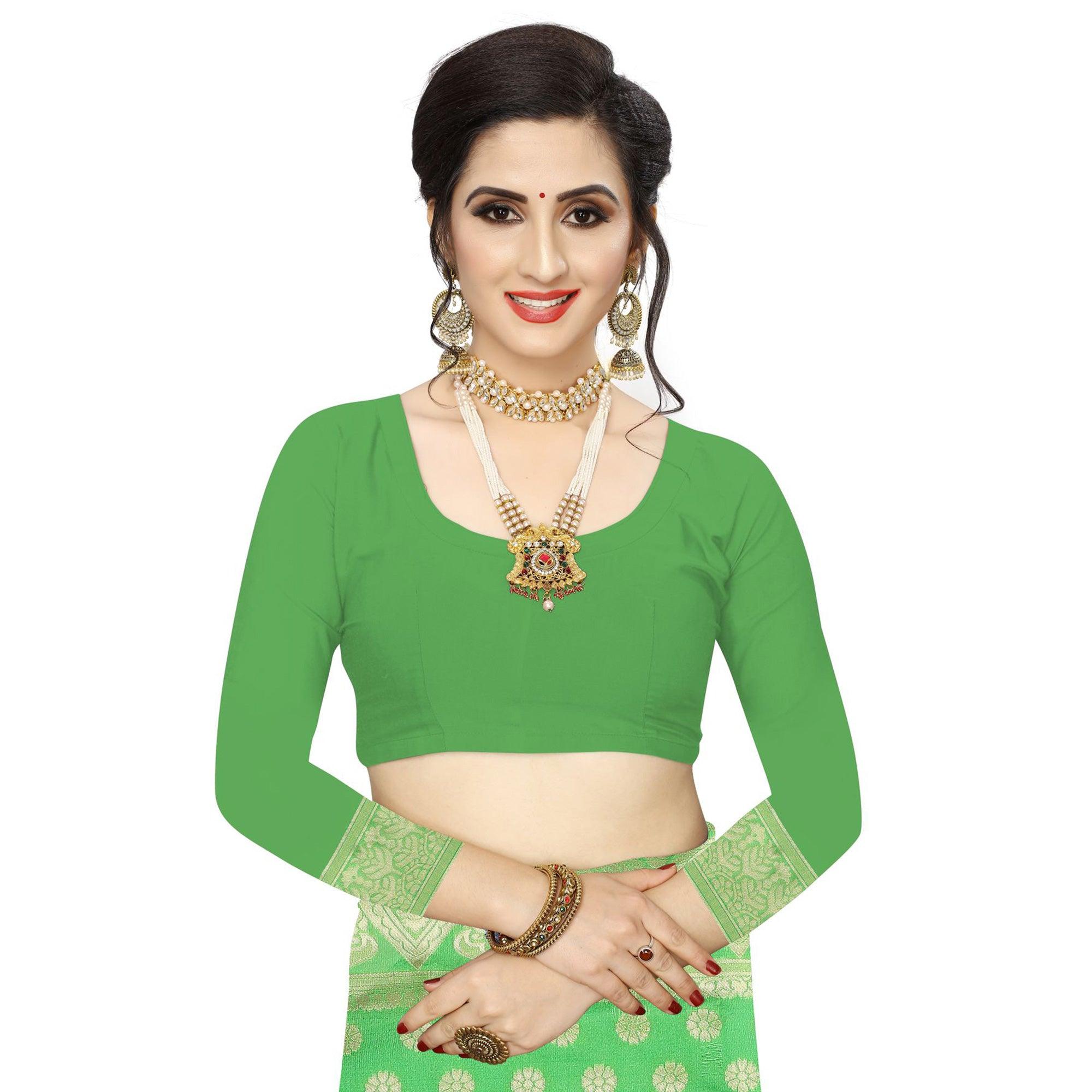 Marvellous Green Colored Festive Wear Woven Art Silk Saree - Peachmode