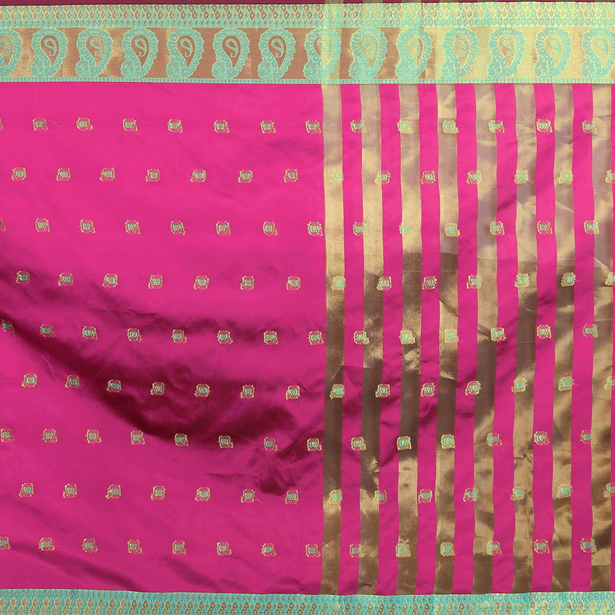 Marvellous Pink Colored Festive Wear Woven Silk Saree - Peachmode