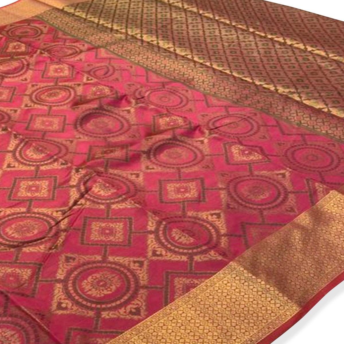 Marvellous Pink Colored Festive Wear Woven Silk Saree - Peachmode