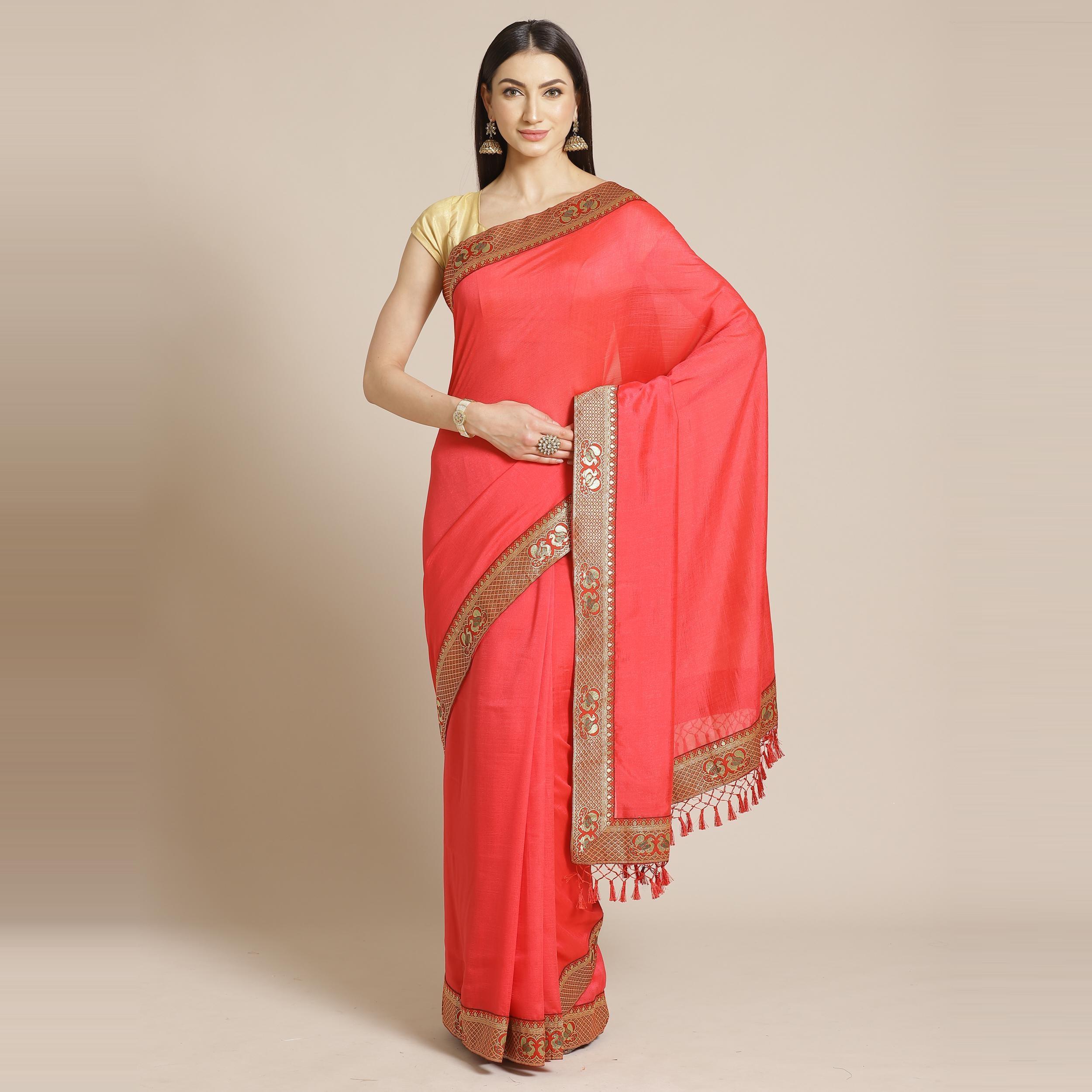 Marvellous Pink Colored Festive Woven Silk Blend Saree - Peachmode