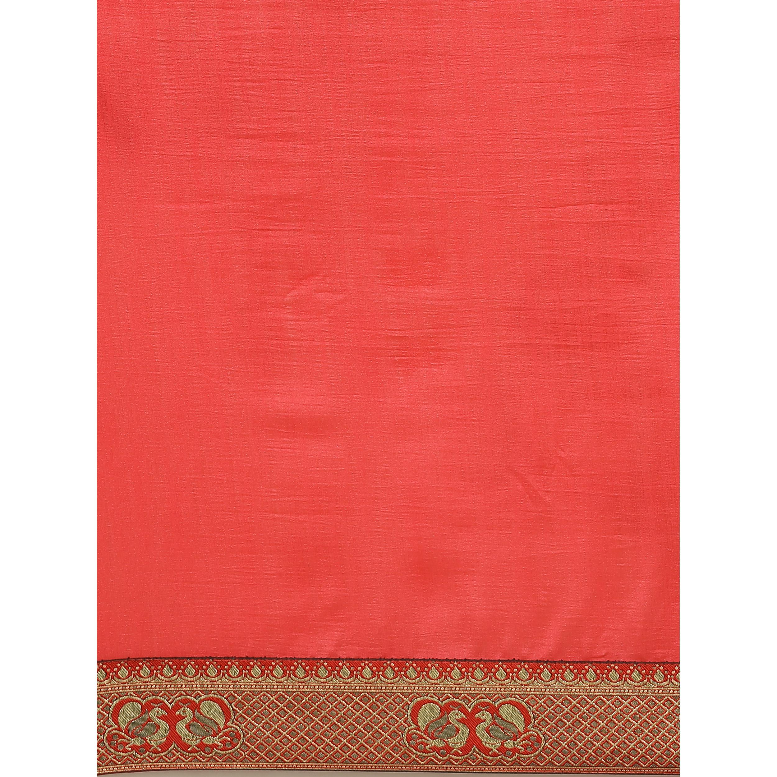 Marvellous Pink Colored Festive Woven Silk Blend Saree - Peachmode