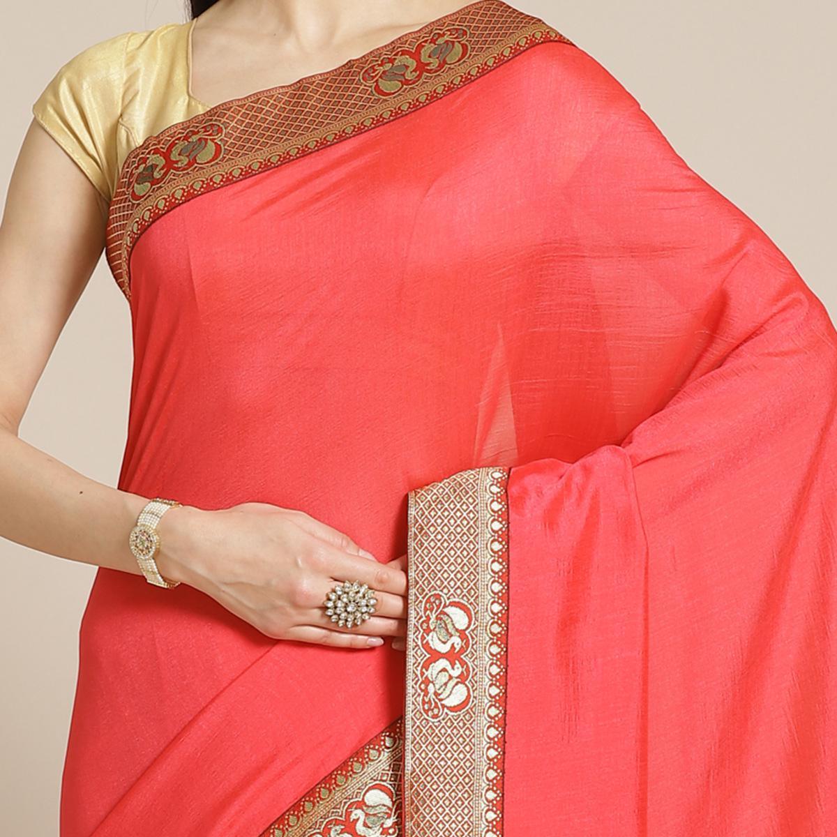 Marvellous Pink Colored Festive Woven Silk Blend Saree - Peachmode