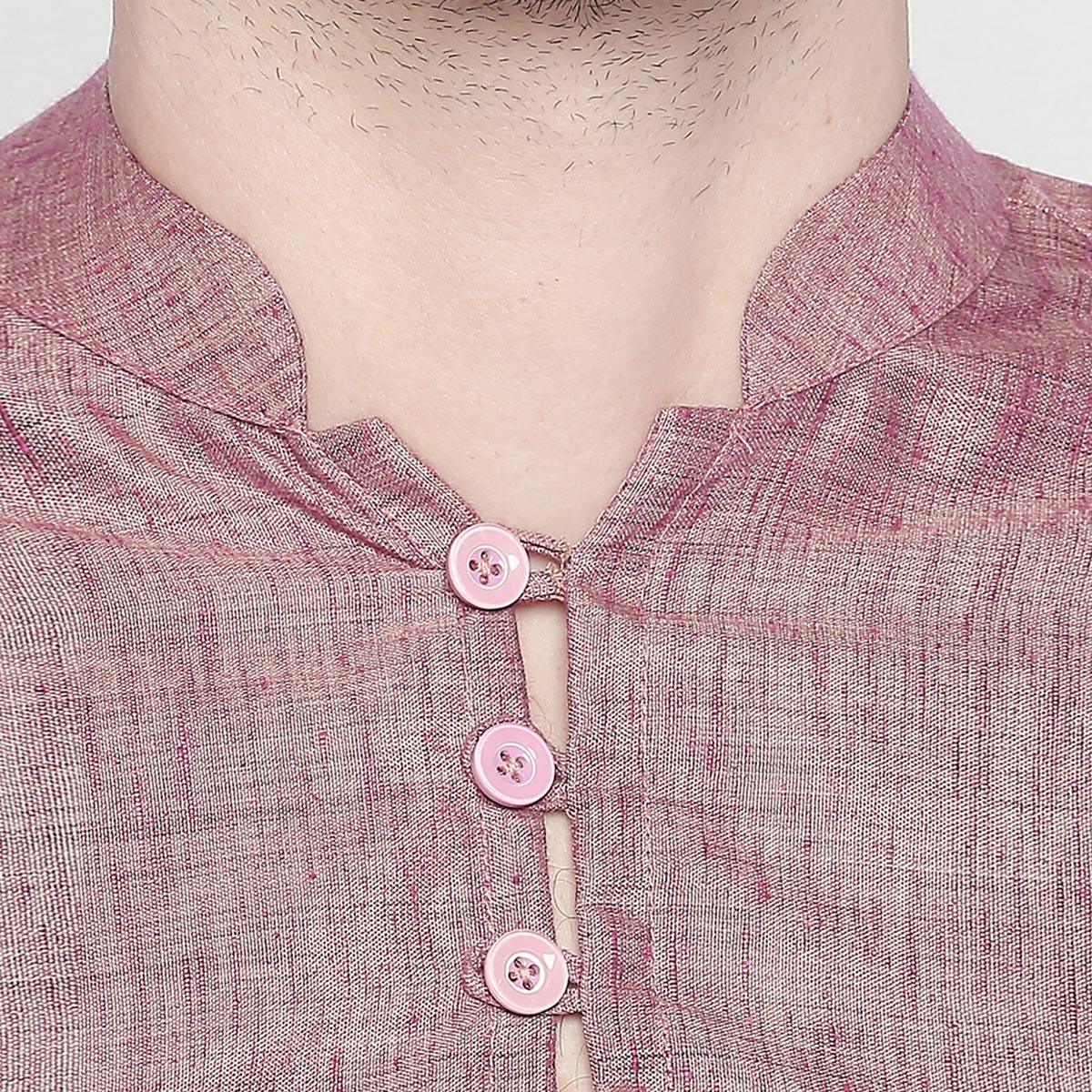 Mauve Cotton Short Kurta with Asymmetric Hem - Peachmode