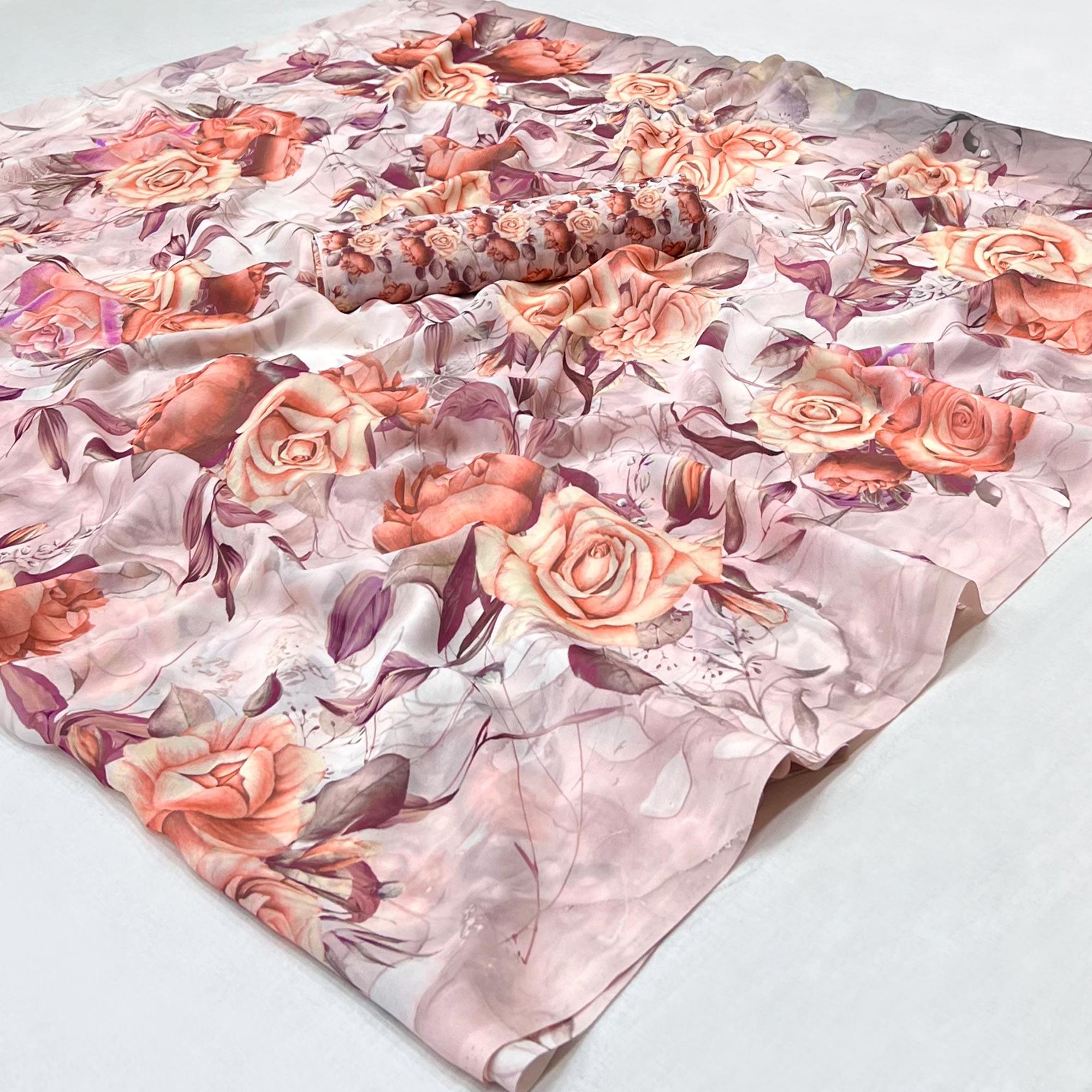 Mauve Digital Printed Georgette Saree - Peachmode