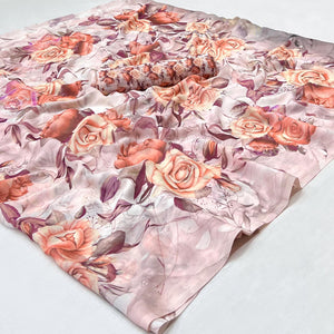 Mauve Digital Printed Georgette Saree - Peachmode