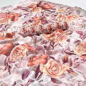 Mauve Digital Printed Georgette Saree - Peachmode