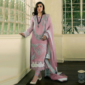 Mauve Embellished With Embroidered Georgette Pakistani Suit - Peachmode