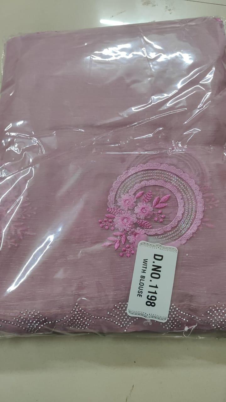 Mauve Embroidered With Embellished Georgette Saree - Peachmode