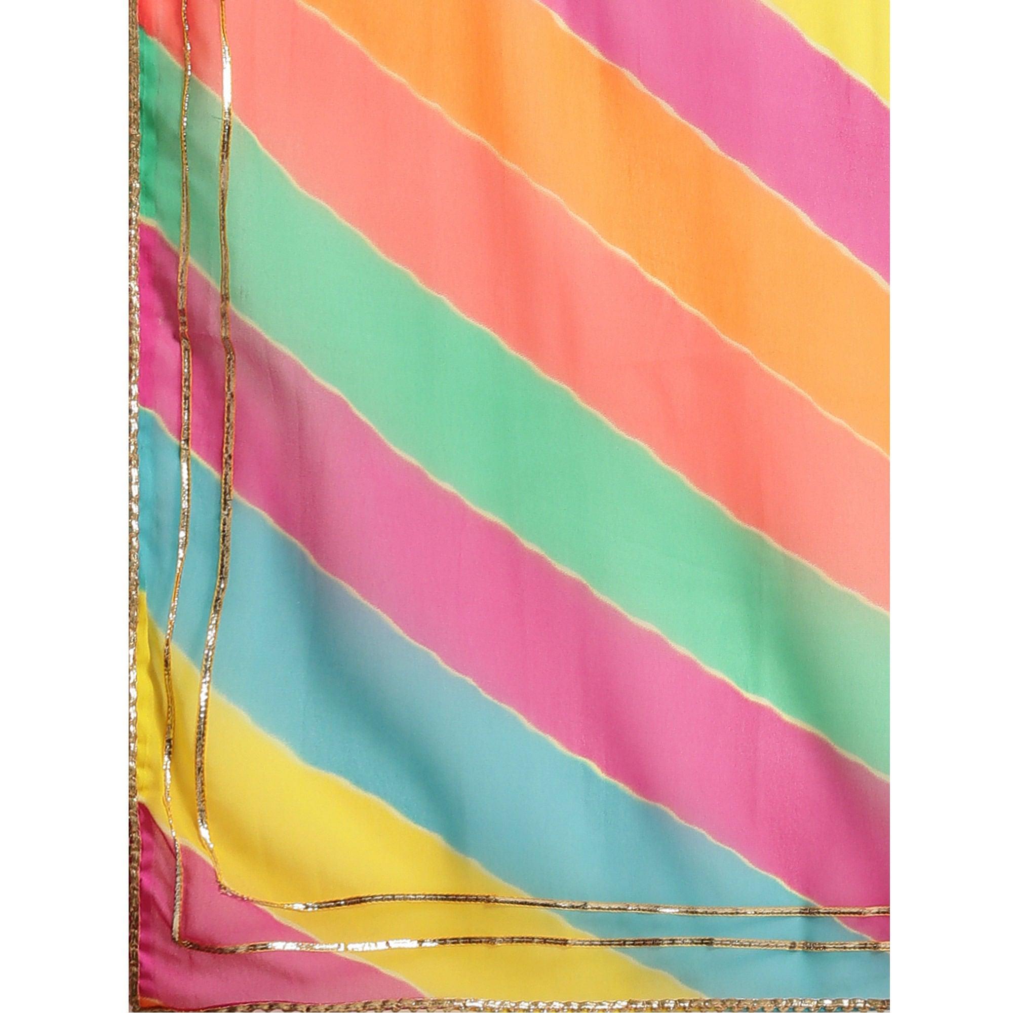 Mesmeric Multicolor Coloured Casual Wear Printed Georgette Saree - Peachmode