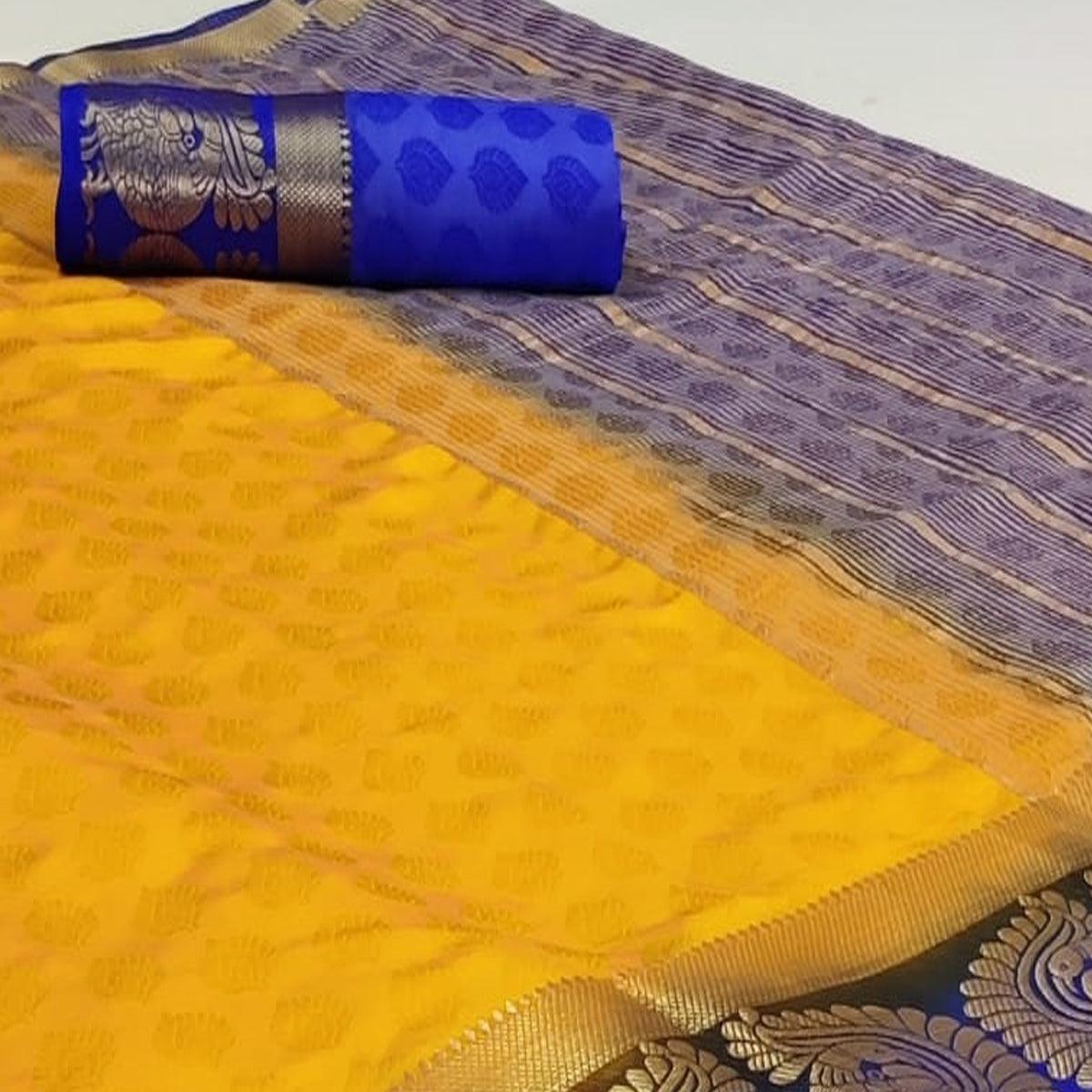 Mesmeric Mustard Coloured Festive Wear Woven Art Silk Saree - Peachmode