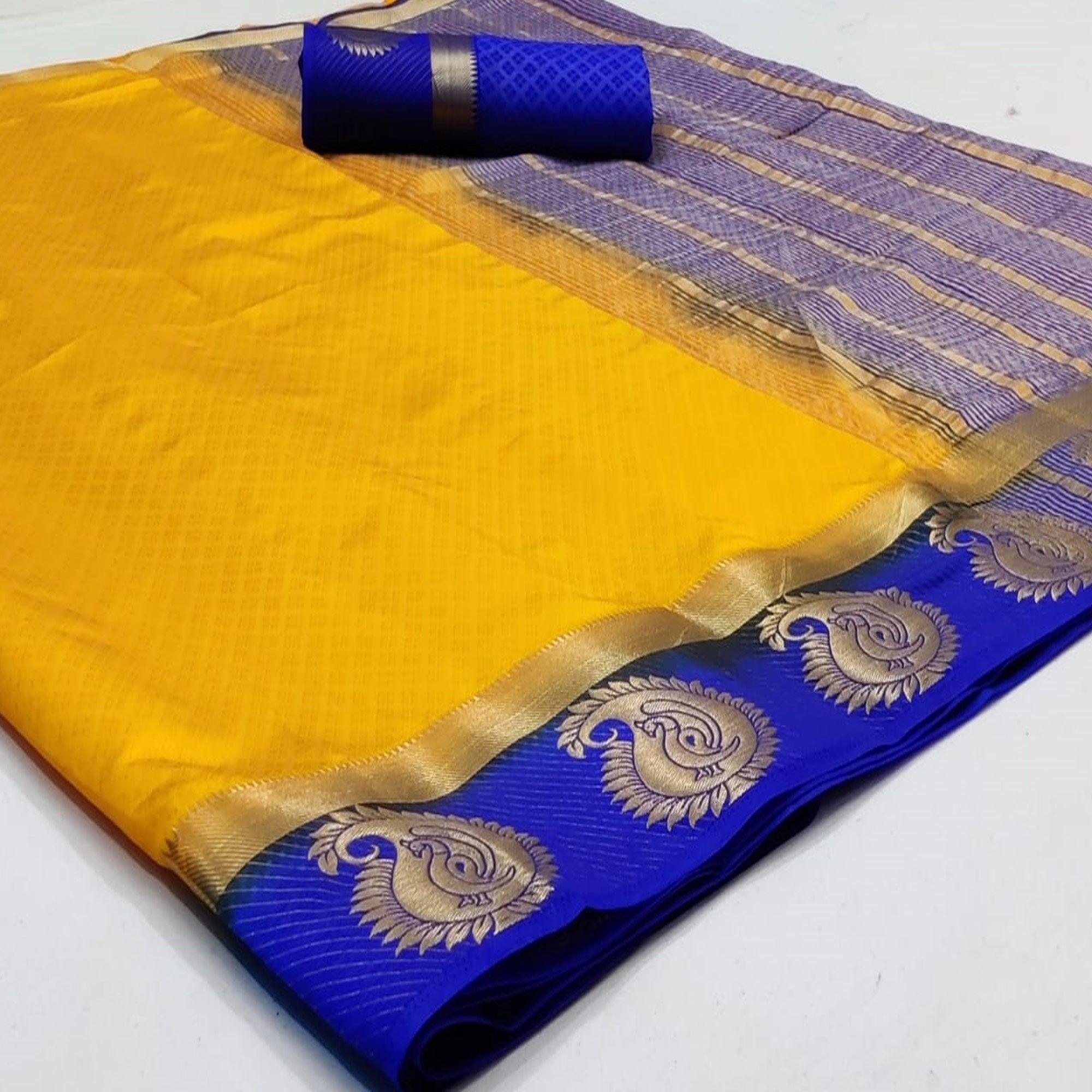 Mesmeric Yellow Coloured Festive Wear Woven Art Silk Saree - Peachmode
