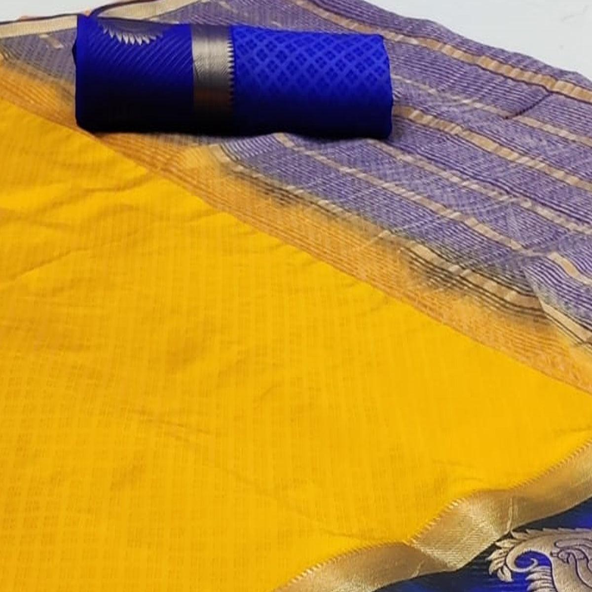 Mesmeric Yellow Coloured Festive Wear Woven Art Silk Saree - Peachmode