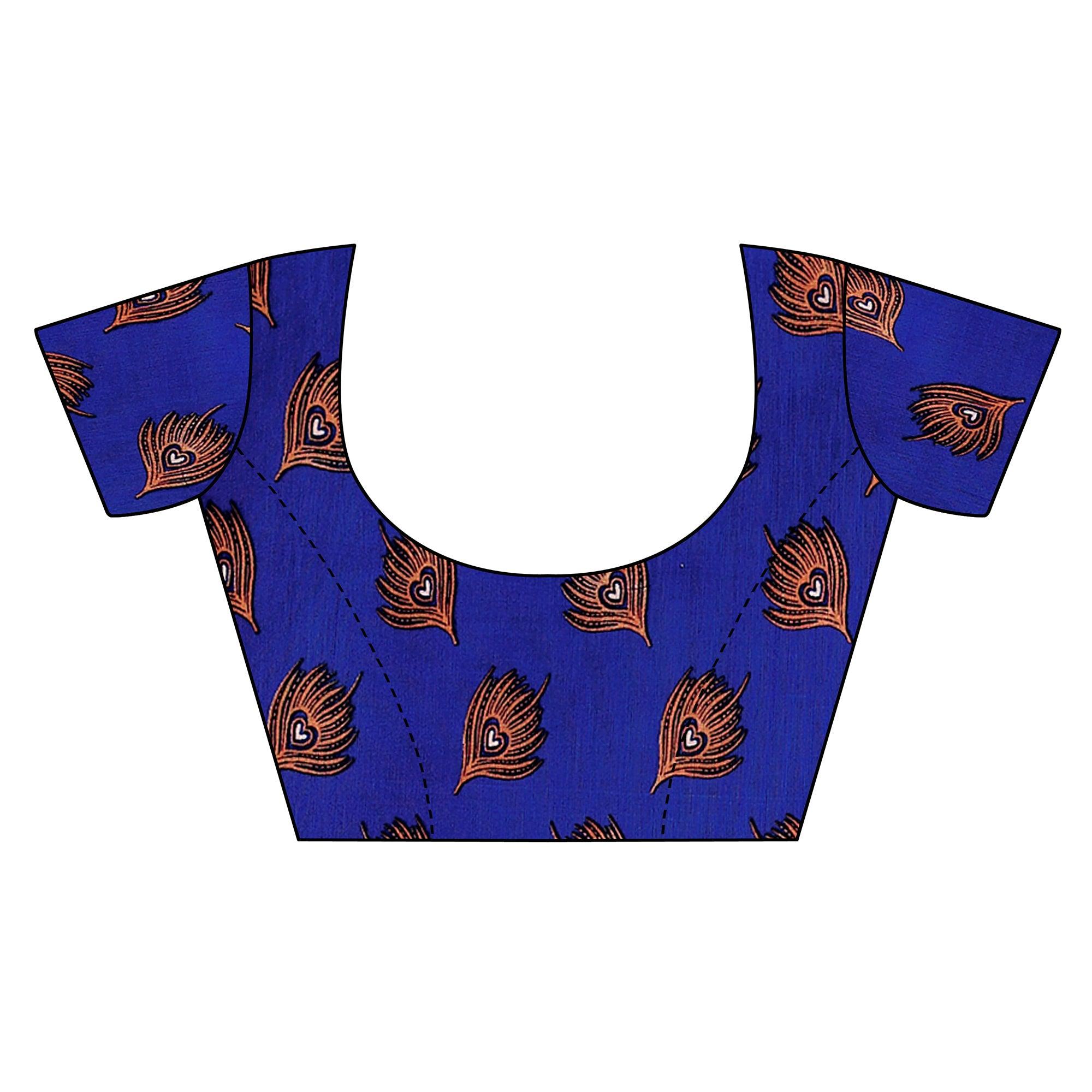 Mesmerising Blue Colored Festive Wear Printed Art Silk Saree - Peachmode