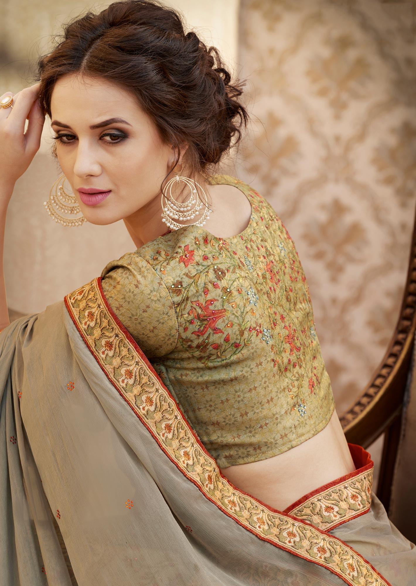 Mesmerising Green Colored Designer Partywear Digital Printed Woven Banarasi Silk Lehenga Choli - Peachmode