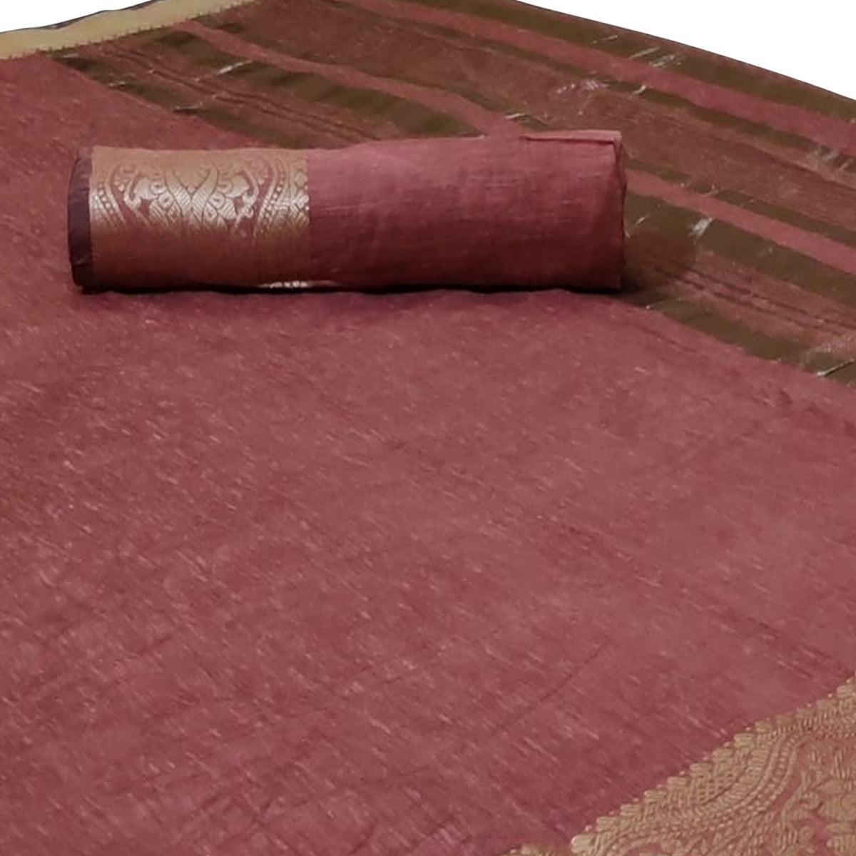 Mesmerising Mauve Colored Festive Wear Woven Silk Saree - Peachmode
