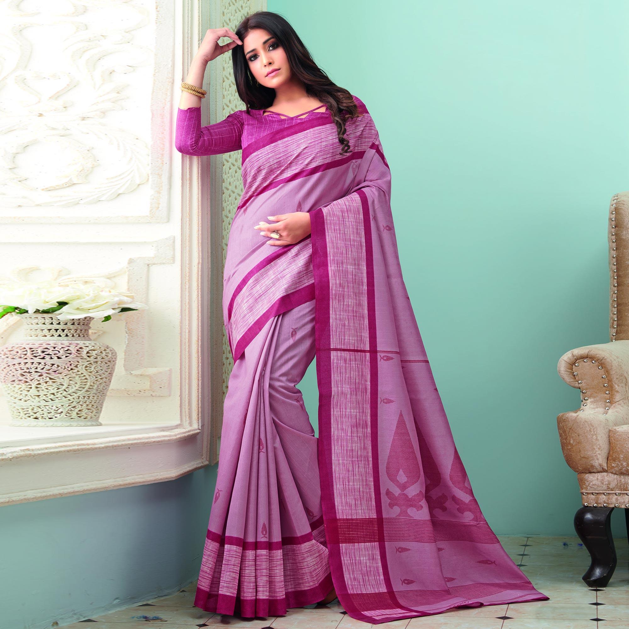 Mesmerising Pink Colored Casual Wear Printed Bhagalpuri Saree - Peachmode